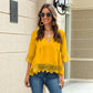 V Neck Chiffon Hollow Out Top