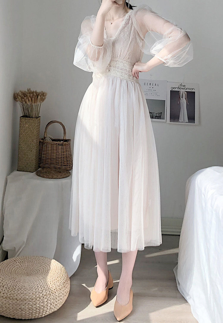 V Neck Grenadine Dress