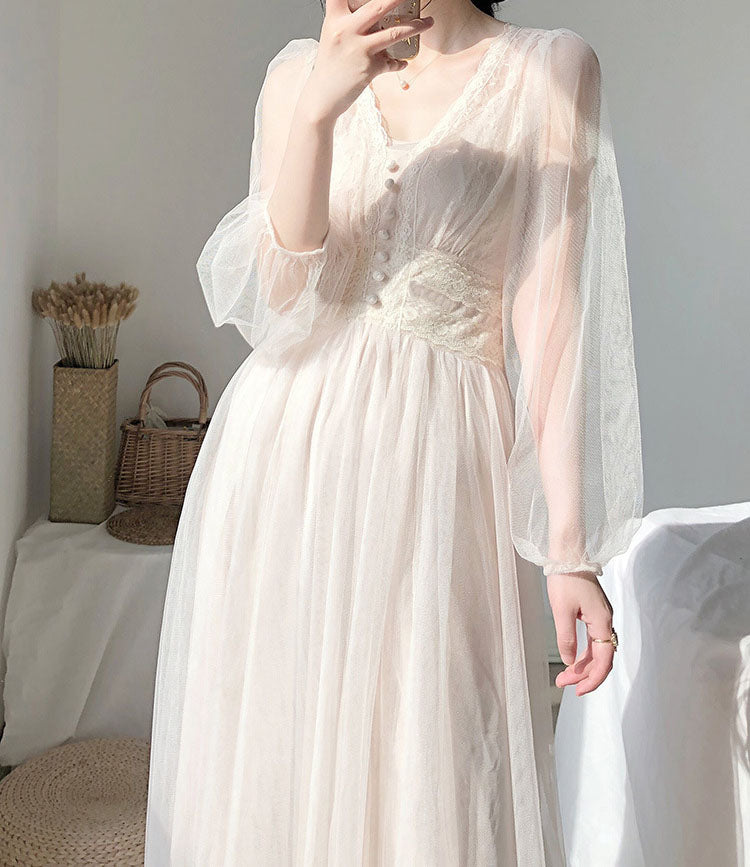 V Neck Grenadine Dress
