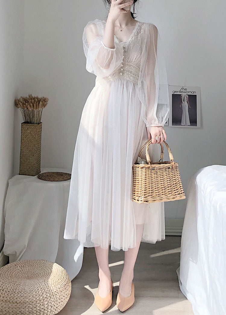 V Neck Grenadine Dress