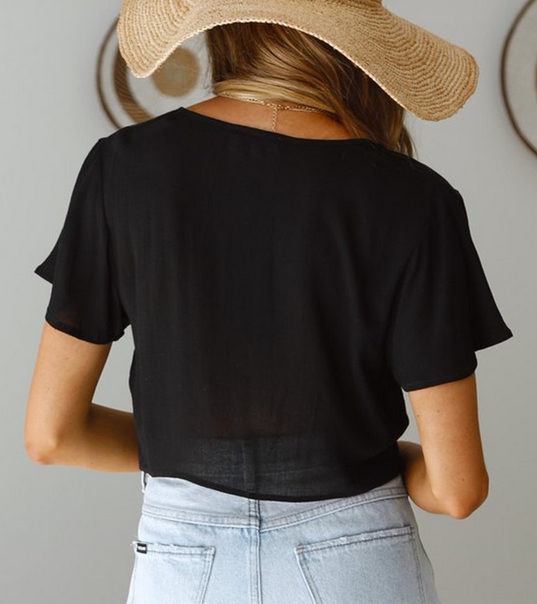 Front Buttons Deep V Neck Top