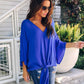 V Neck Chiffon Loose Sleeves Top