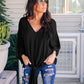 V Neck Chiffon Loose Sleeves Top