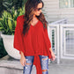 V Neck Chiffon Loose Sleeves Top