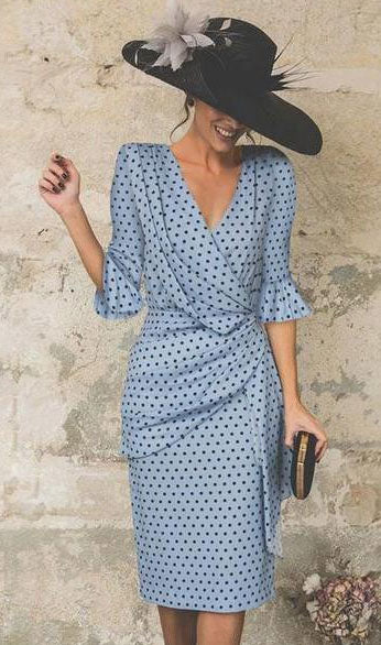 V Neck Dots Dress