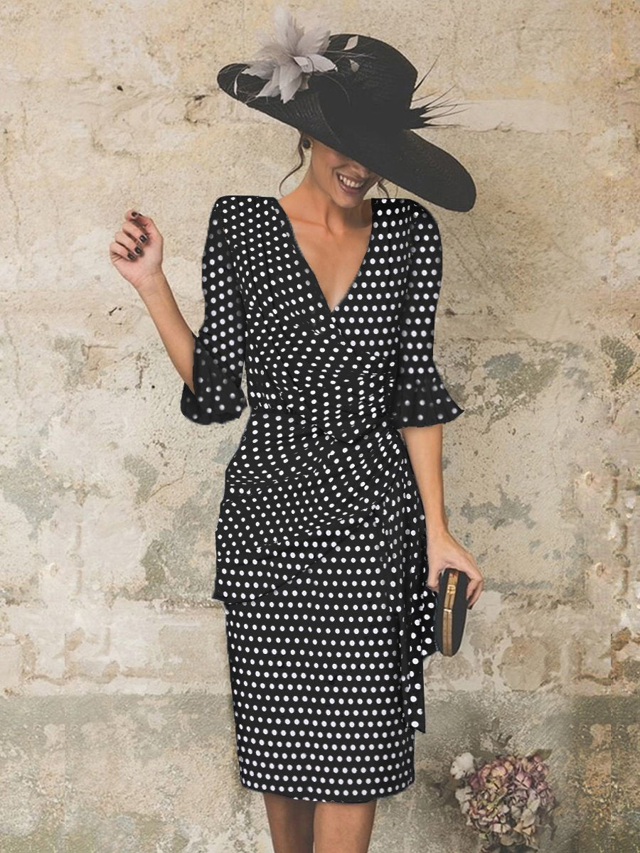 V Neck Dots Dress