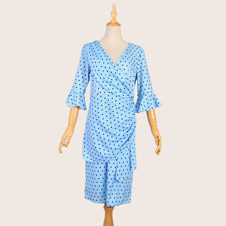 V Neck Dots Dress