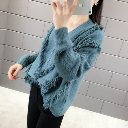 V Neck Tassels Sweater