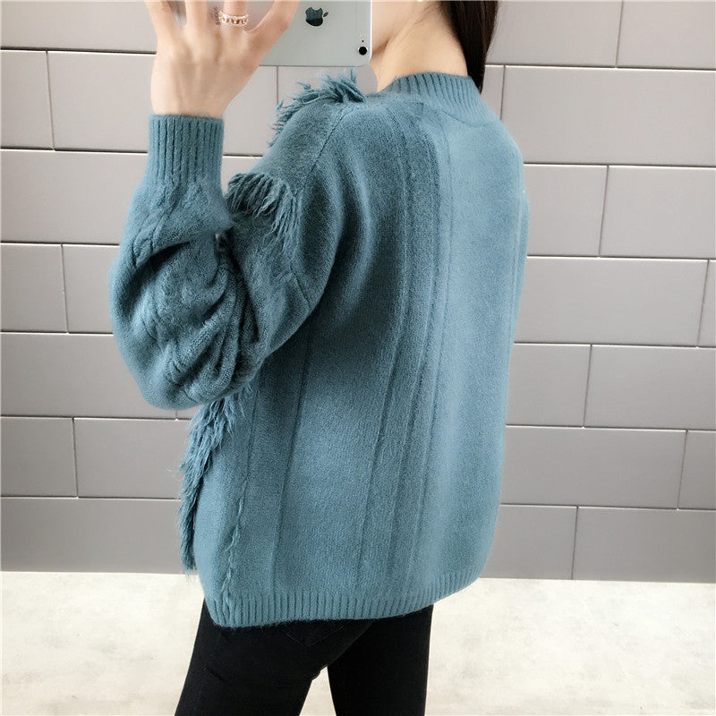 V Neck Tassels Sweater