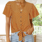 Front Buttons Deep V Neck Top