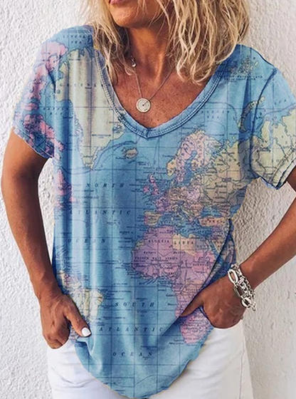 Map Pattern T shirt