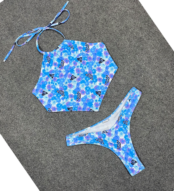 Halter Neck Floral Bikini Set