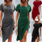 Solid Color Irregular Dress