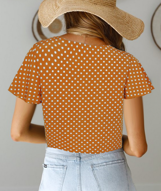 Front Buttons Deep V Neck Top