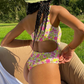 One Shoulder Floral Swimwear