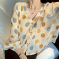 Front Buttons Folded Chiffon Top