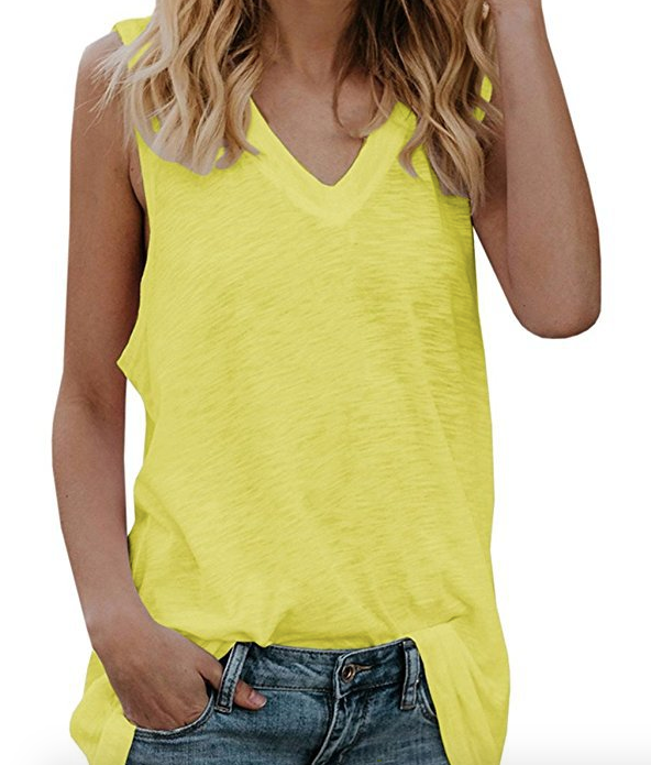 Cotton Sleeveless V Neck Top