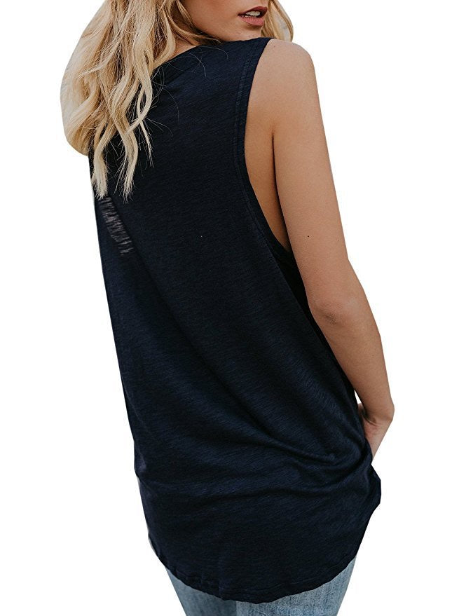 Cotton Sleeveless V Neck Top